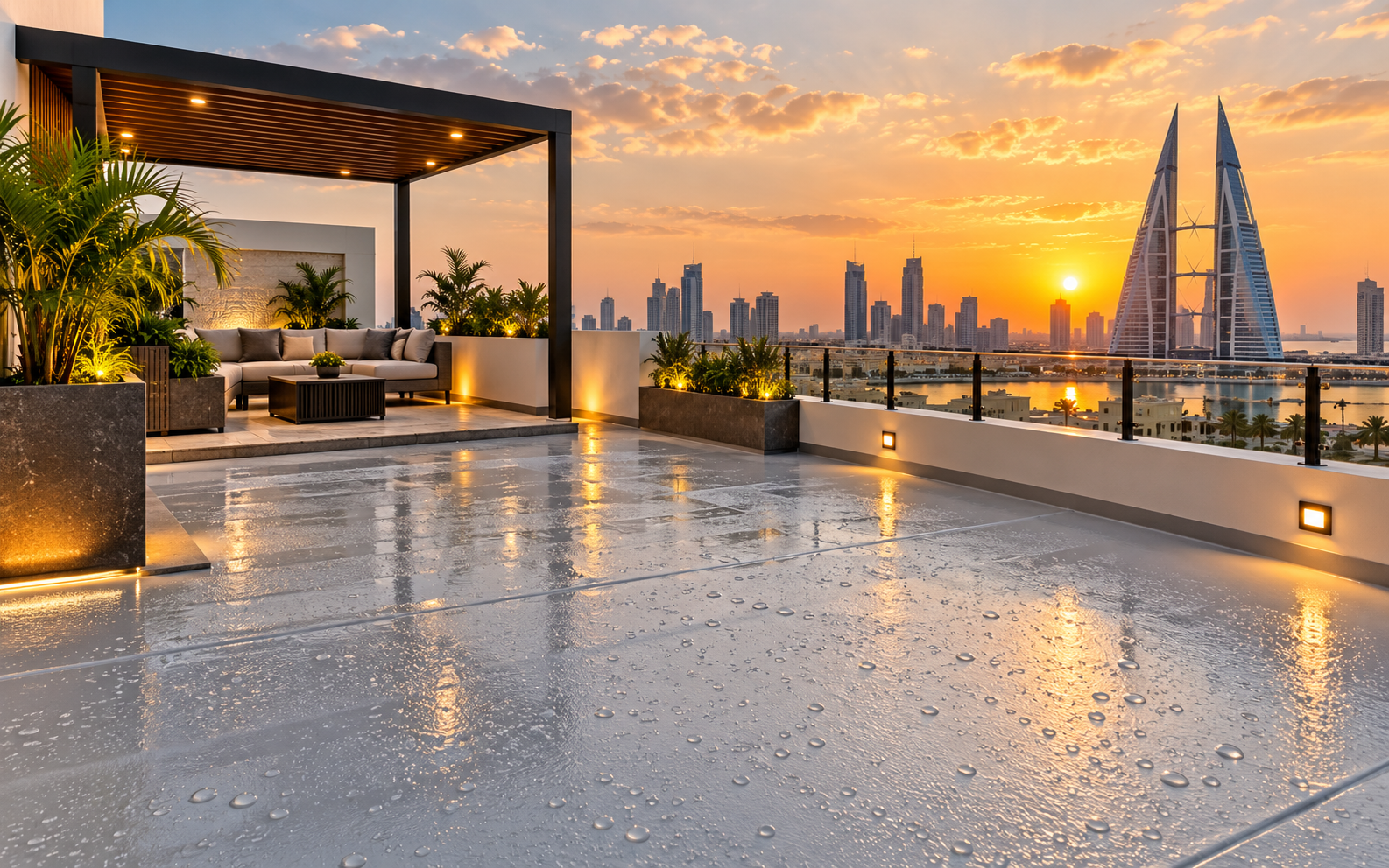 Waterproofed roof terrace in Bahrain